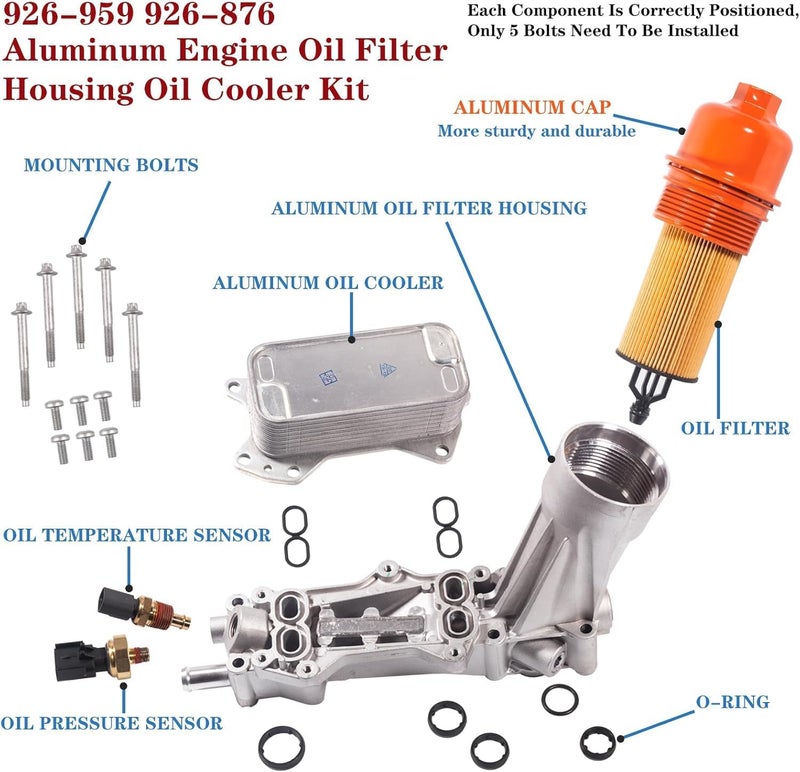 BEONEO 926-959 68105583AF for Dodge Charger Challenger Engine Oil Filter Housing 3.6 All Aluminum,Chrysler 200 300,Durango Grand Caravan Jeep Cherokee,Wrangler,Ram 1500 2011-2023 926-876 68191349AA - Image 3